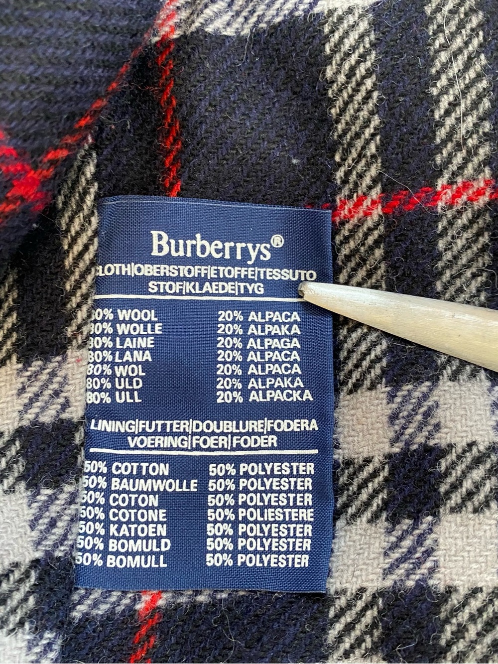 Vintage BURBERRYS' women's Jacket Wool Alpaca Nova Check Plaid Interior SZ Lg - Picture 8 of 16